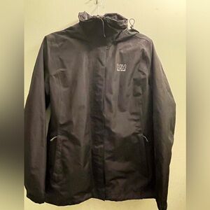 Womens Helly Hansen Black Rain jacket size Large 20” PTP